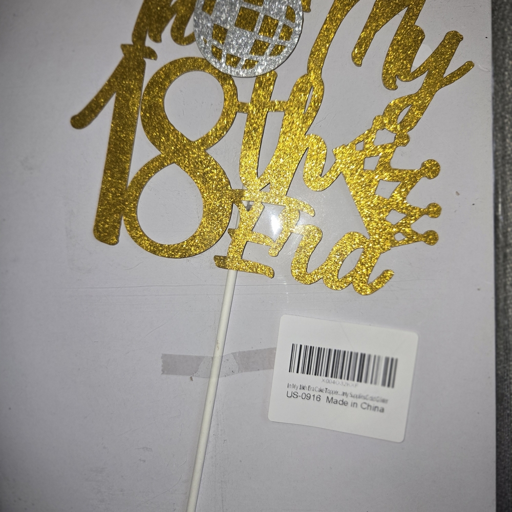 Gold Glitter "My 18th" Cake Topper by